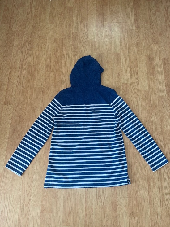 Nautica Blue w/ White Striped Pullover Cotton Hoodie Size Medium - Picture 7 of 10